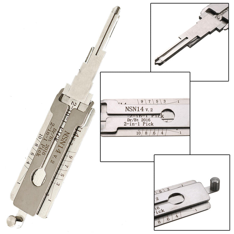 NSN14 Dr/Bt 2 in 1 Car Door Lock Picks Decoder Unlock Tool Locksmith Tools - LOCKPICKWEB