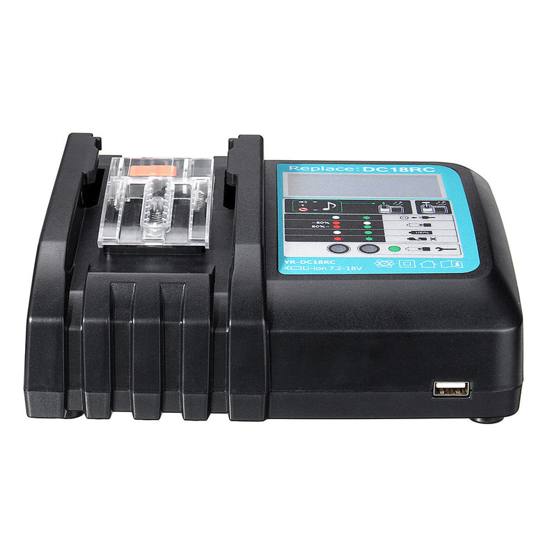 DC18RC Fast Lithium-Ion USB Battery Charger LED Display BL1830 BL1840 BL1850 for 14.4V 18V MakIta Battery