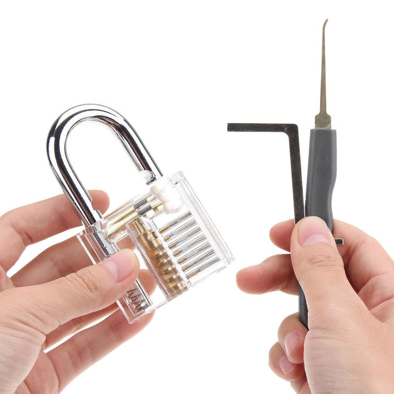 24Pcs Lock Picks Training Tool Transparent Practice Padlock Set Locksmith Tool With Two Padlock - LOCKPICKWEB