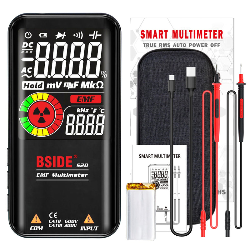 BSIDE S20 Digital Multimeter 9999 Counting Automatic Range Voltmeter with EMF Detector Capacitance Diode Tester