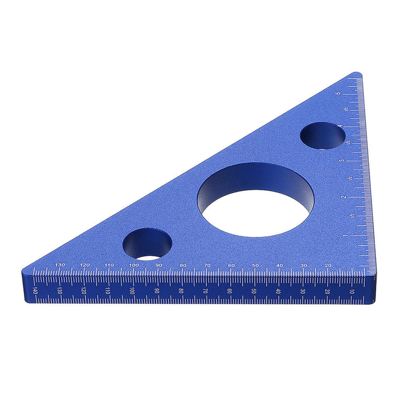 Blue Aluminum Alloy 90 Degrees Height Ruler Metric Inch Woodworking Triangular Ruler