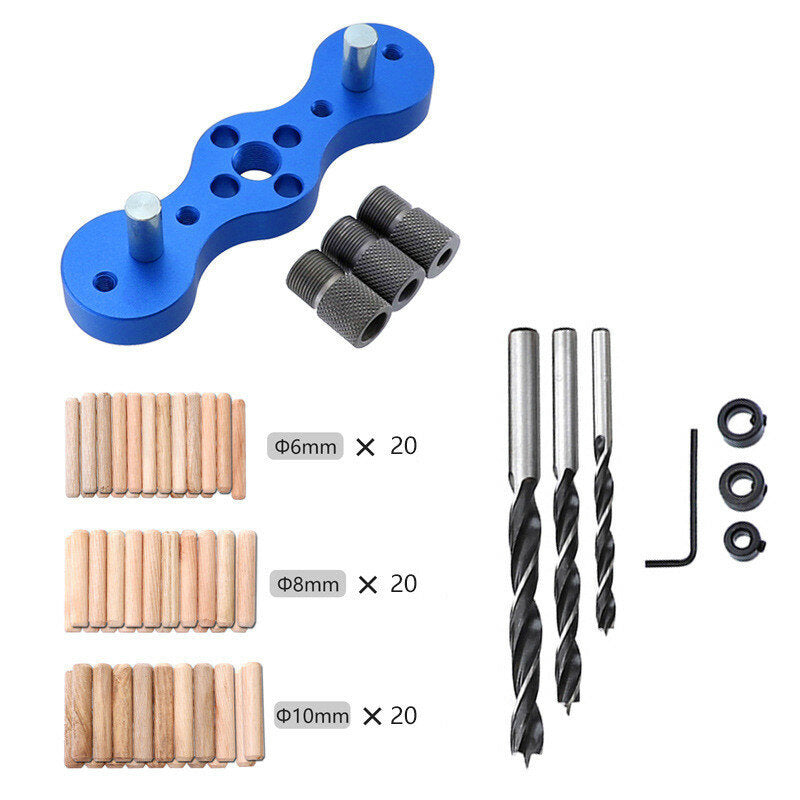 6/8/10mm Aluminum Alloy Woodworking Hole Locator Wood Dowelling Jig Self Centering Drill Guide Kit