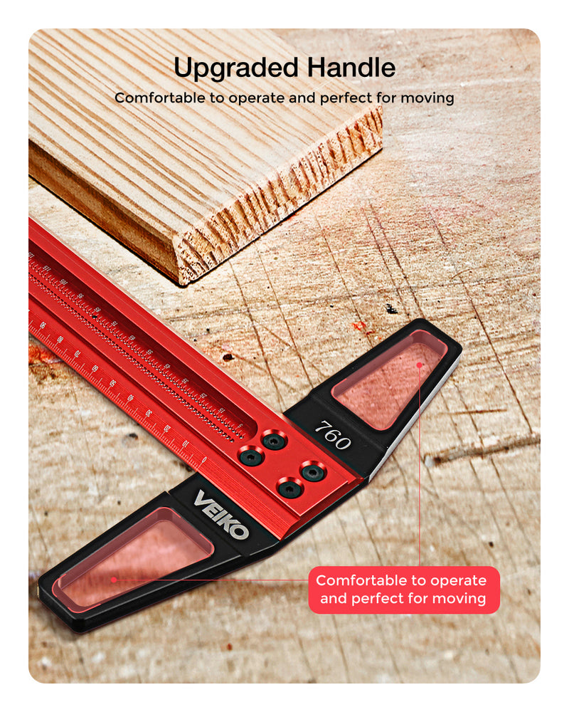 VEIKO TS Precision Woodworking Line Scriber Marking T Ruler with Pen Aluminum Alloy Hole Positioning Marking Gauge 300/400/500/600/760mm - LOCKPICKWEB