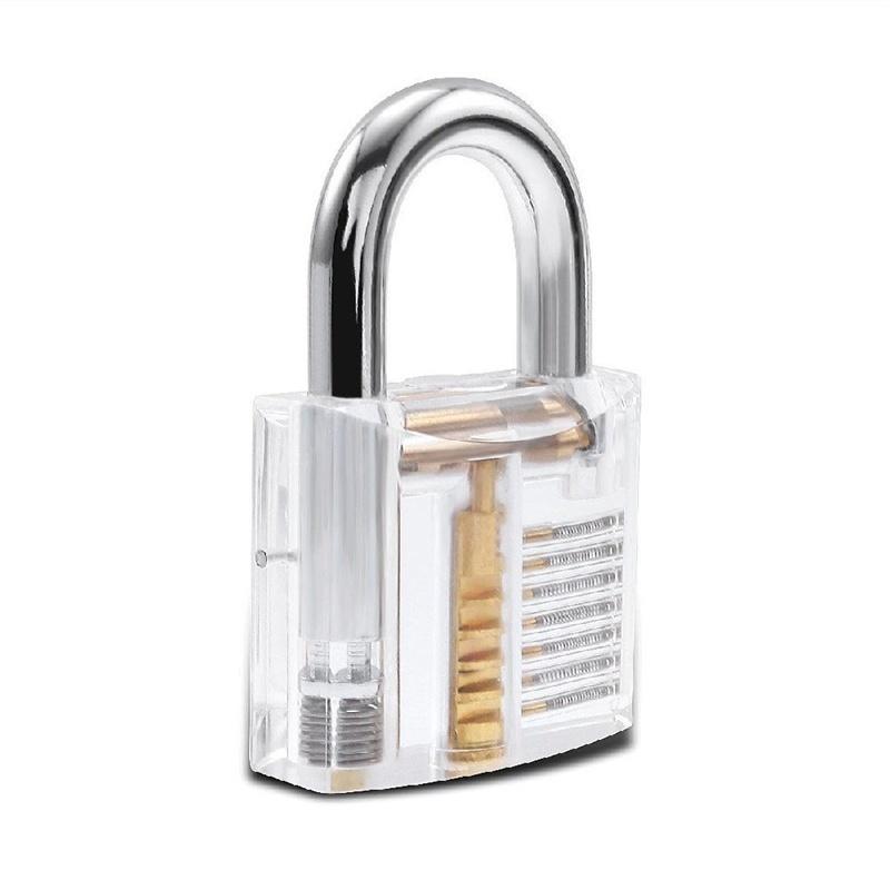 12Pcs Unlocking Lock Pick Set Key Extractor Tool + Transparent Lock Padlock - LOCKPICKWEB