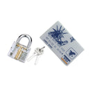 James Bond Credit Card Lock Pick Opener Locksmith Tools + Padlock Lock Crystal Cutaway Locksmith