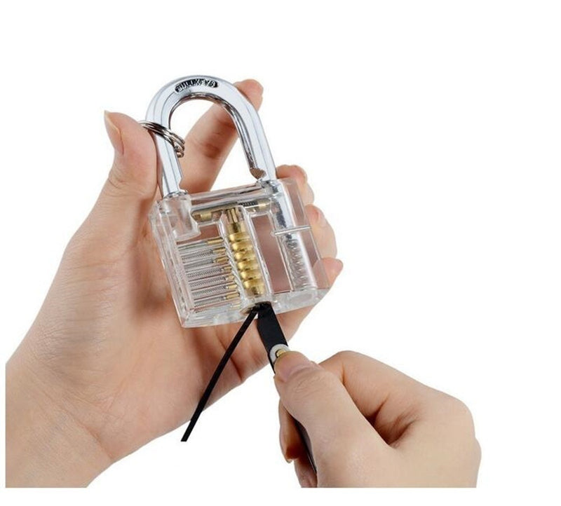 Training Lock Cutaway Practice Padlock+12 Pcs Manganese Stainless Steel Locksmith Crochet Hook - LOCKPICKWEB