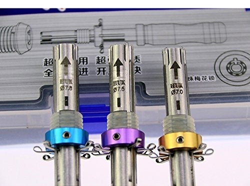 HUK 7 Pin Tubular Lock Pick Tool (7.0mm,7.5mm,7.8mm) Locksmith Tools with Transparent Padlock Tubular Lock Key for Locksmith Skill Training Practice - LOCKPICKWEB