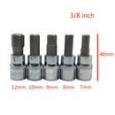13pc Allen Key Bit Socket Set 1/4\ 3/8\ 1/2\ Drive Chrome Vanadium Mirror Polished Sockets C-RV Steel Bits