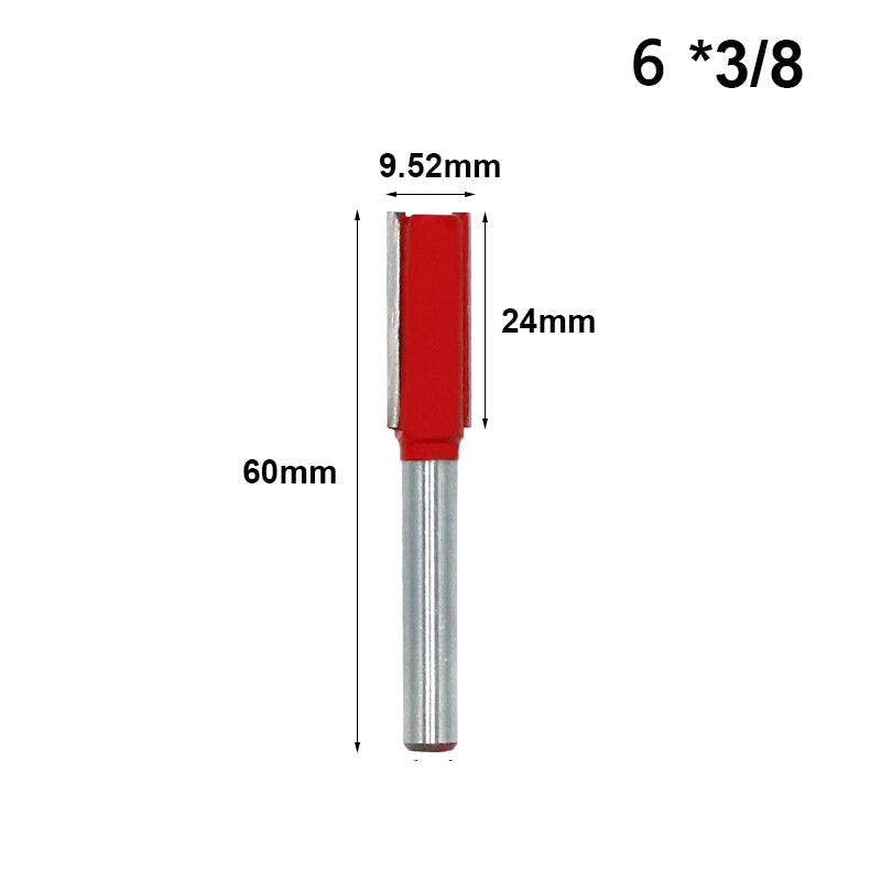 6mm Shank 6.35mm Blade Double Flutes Straight Bit Woodworking Cutter Tool Carving Trimming Router Bit