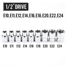 9Pcs E-Socket 1/2 Torx Star Bits Chromium-vanadium Steel Female Socket Nuts Set E10-E24 Hand Tools