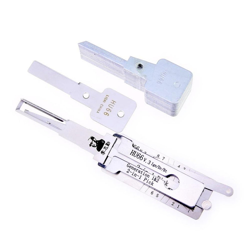 Original Engraved Line Key for LiShi HU66 2-in-1 Key Tool Scale Shearing Teeth Blank Car Key Locksmith Supplies