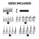 29 PCS Torx Bit Star Socket Set External Torx Socket Kit with Torx Bits and Holder Star Socket and Bit Set Male and Female Torx Sockets E & T Socket Bits