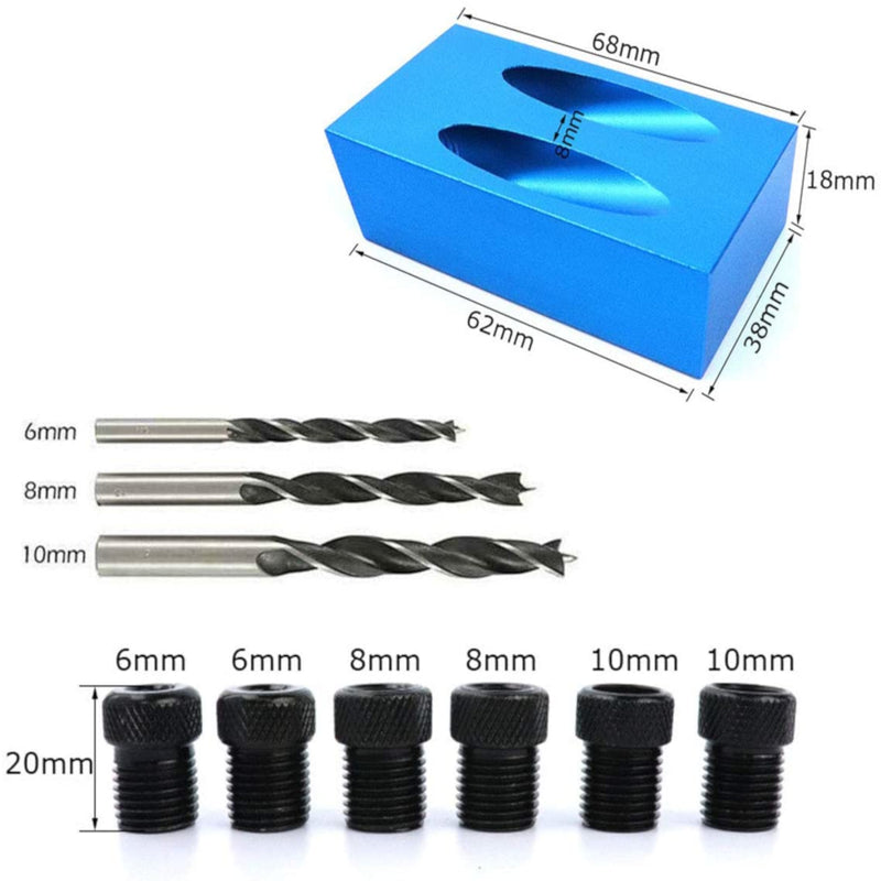 15Pcs 15 Degree Pocket Hole Jig Kit Drilling Locator Woodworking Guide Screw Drill Angle Positioning Wood Plugs Oblique LocatorInclined Joinery Tools for Carpenter