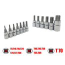 13pc Torx Star Bit Socket Nuts Set 1/4 3/8 and 1/2 Drive T8 - T70 Home Tool Kits