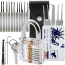 Premium Practice Lock Picking Tools with Transparent Training Padlock for Lockpicking