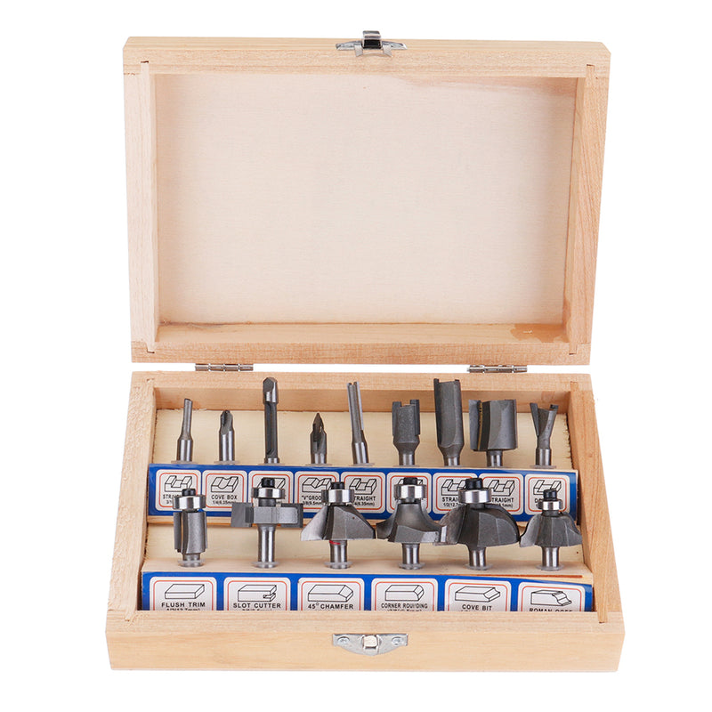 12/15pcs Silver Router Bit Set Tungsten Carbide Woodworking Cutter Rotary Tool