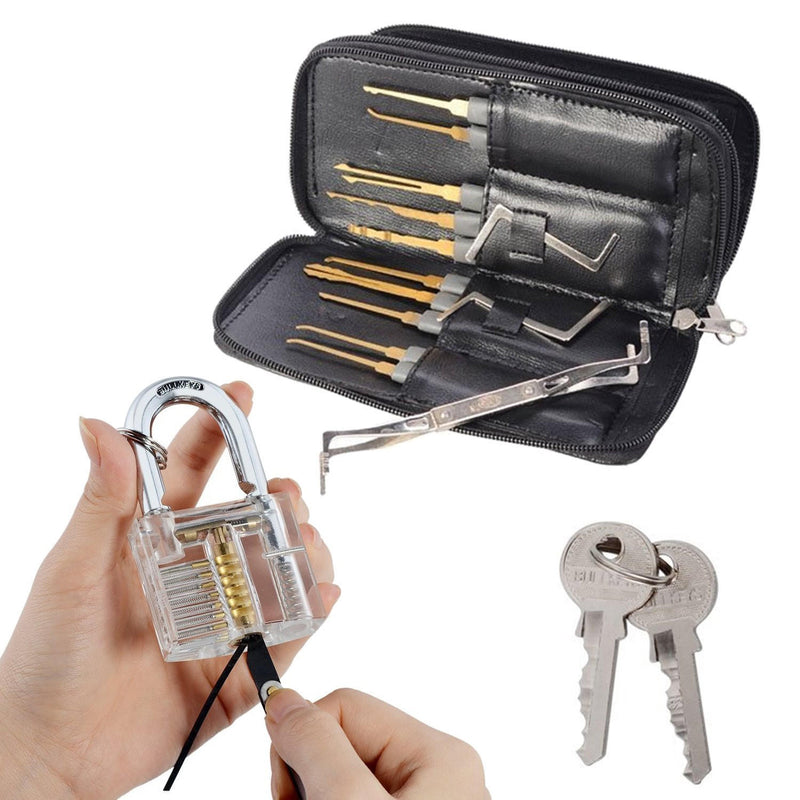 KLOM 24pcs Single Hook Lock Pick Set with 1Pc Transparent Lock Locksmith Practice Training Skill Set COD - LOCKPICKWEB