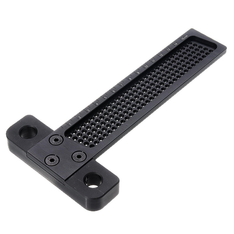 Black Aluminium Alloy T-160 Hole Positioning Measuring Ruler 160mm Metric T Ruler Woodworking Precision Crossed Marking Scriber