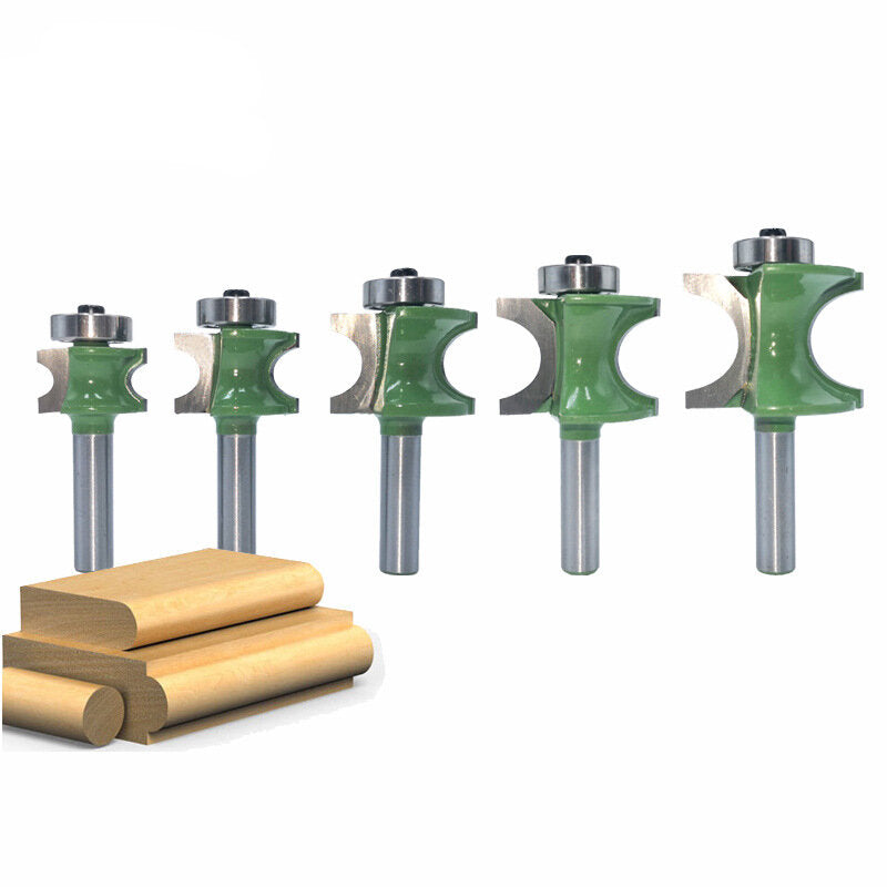 Drilpro 5pcs 8mm Shank Round Over Router Bit 1/4 to 5/8 Inch Woodworking Edging Router Chisel Groove Cutter