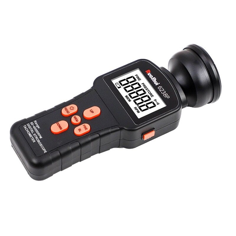 RuoShui 6238P 60-39999 RPM LCD Non-Contact Digital Stroboscope Tachometer Photoelectric Revolution Meter Speed Tester