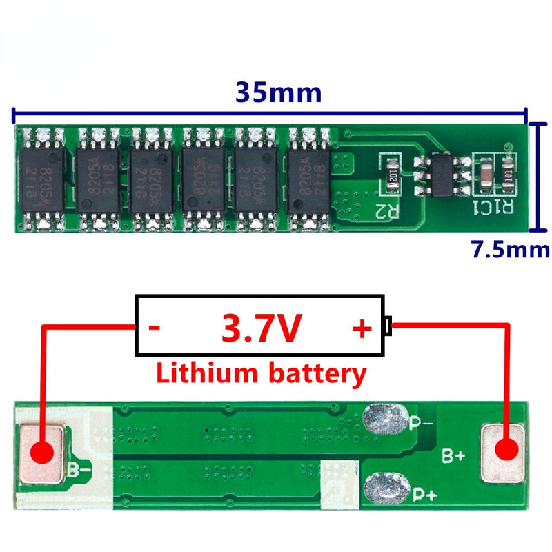 1S 15A 3.7V Li-ion 6MOS BMS PCM Battery Protection Board PCM for 18650 Lithium Lion Battery