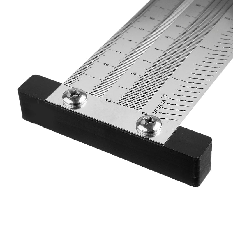 Drillpro Inch and 200/300/400mm Stainless Steel Precision Marking T Ruler Hole Positioning Measuring Ruler Woodworking Scriber Scribing Tool