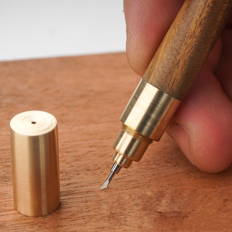 GANWEI Brass Woodworking Scriber Alloy Tip Dual-purpose Pen Sharpener for Gel Pen Cutter Carve Tool