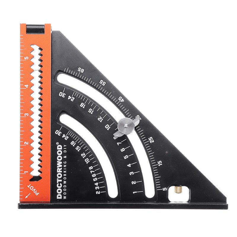 DOCTORWOOD 6 Inch Extendable Multifunctional Folding Triangle Ruler Carpenter Square with Base Precision Goniometer Multi-angle Measurement Woodworking Tools
