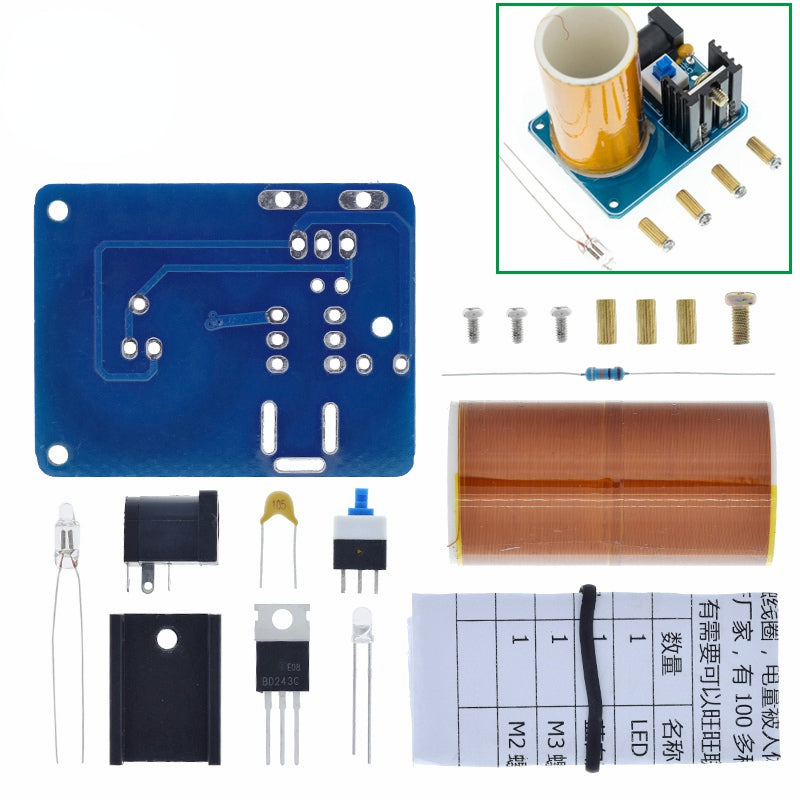 BD243 Mini Tesla Coil Kit Magic Props DIY Parts Empty Lights Technology Diy Electronics BD243C