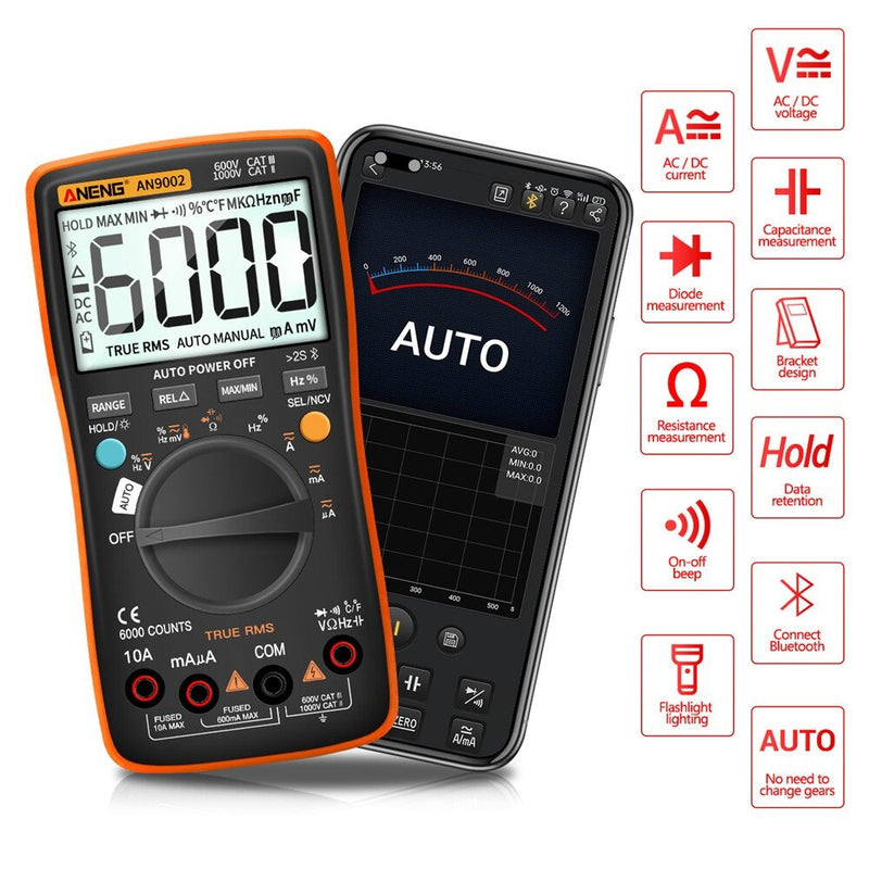 ANENG AN9002 Digital Bluetooth True RMS Multimeter 6000 Counts Professional Auto Multimetro AC/DC Current Voltage Tester