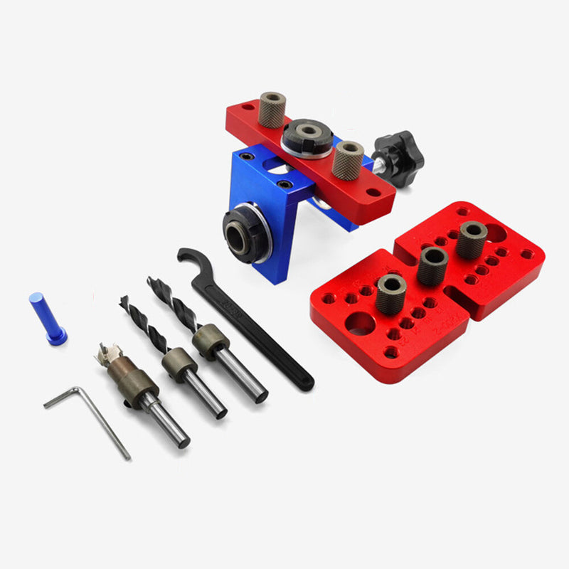 3 in 1 Adjustable Doweling Jig Woodworking Pocket Fixture Wood Plate Hole Drilling Punching Fixer