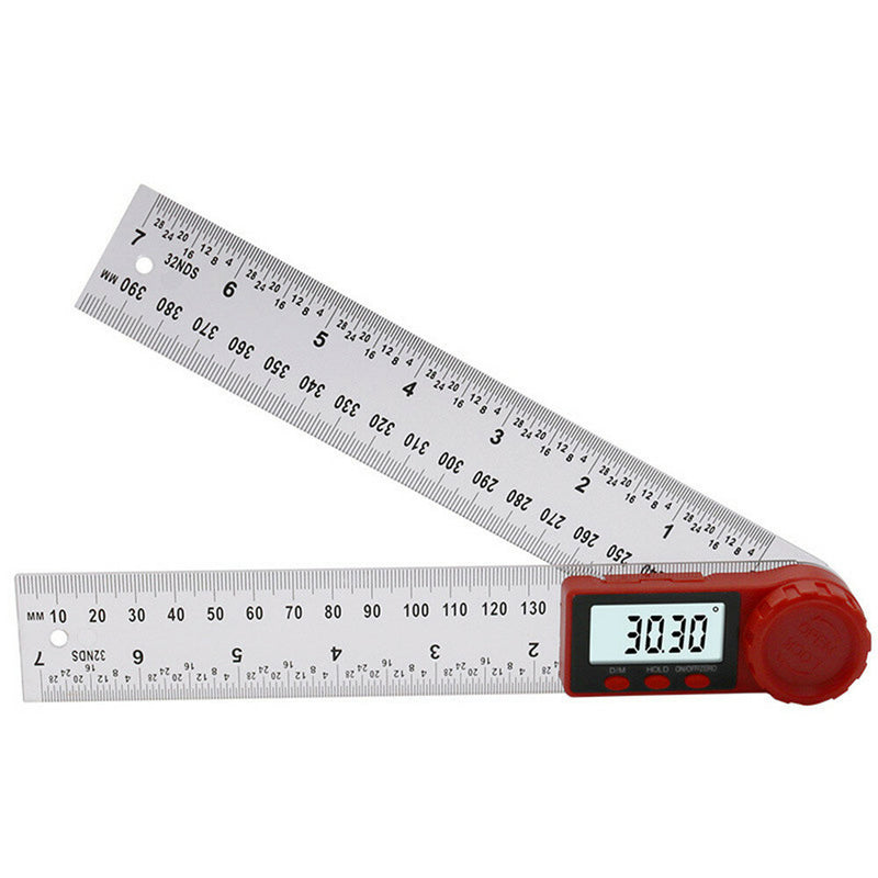 Drillpro 2 in 1 200/300mm Transparent Digital Angle Ruler 360° LCD Display Inclinometer Electron Goniometer Protractor Angle Finder Meter Inch Metric Ruler Measuring Tool