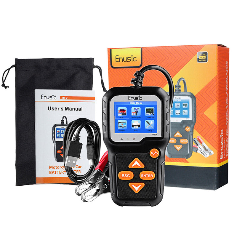 BT01 6V 12V Battery Tester 100-2000CCA LCD Display Car Motorcycle Load Analyzer Cranking Charging Diagnostic Tool