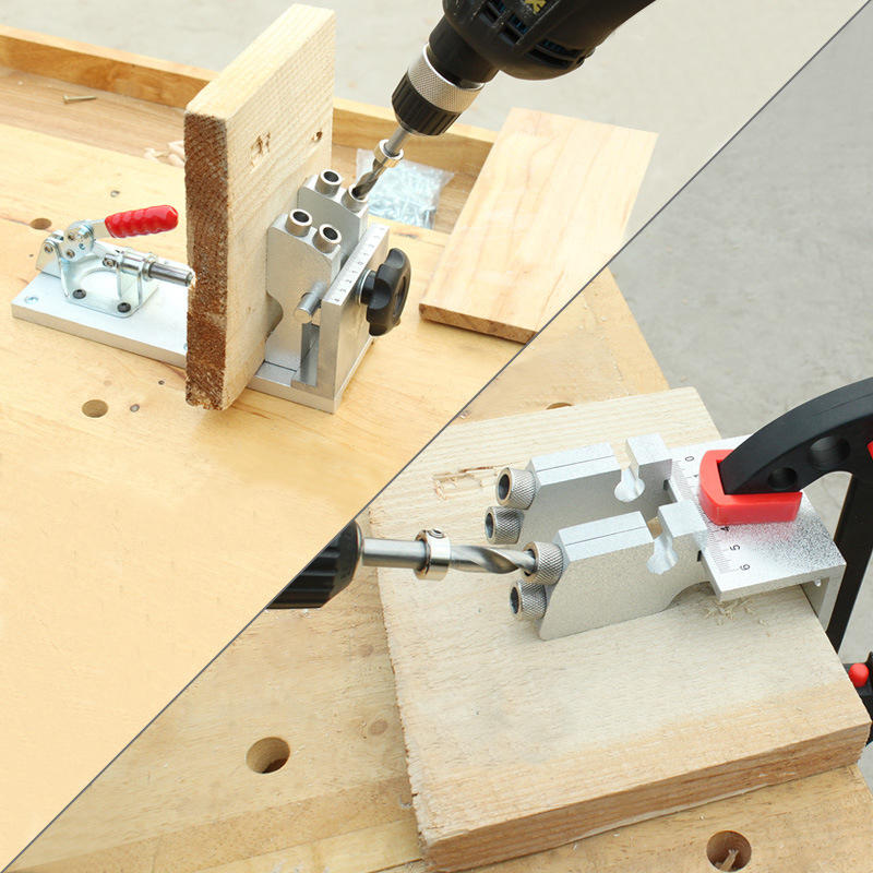 Woodworking Pocket Hole Jig System Guide Carpenter Kit with Clamp and Hole Drill Bits