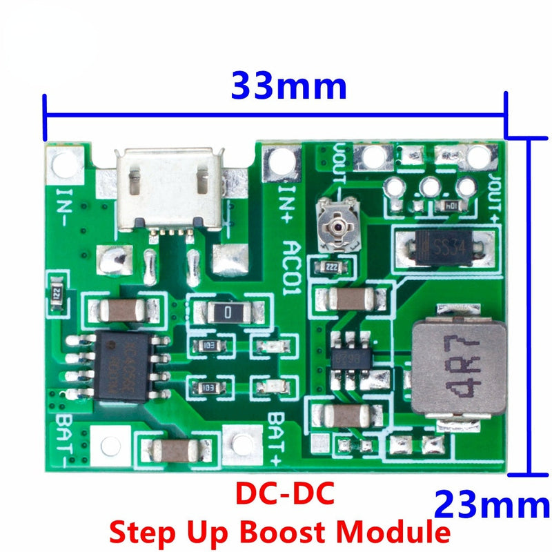 Lithium Li-ion 18650 3.7V 4.2V Battery Charger Board DC-DC Step Up Boost Module TP4056 DIY Kit Parts