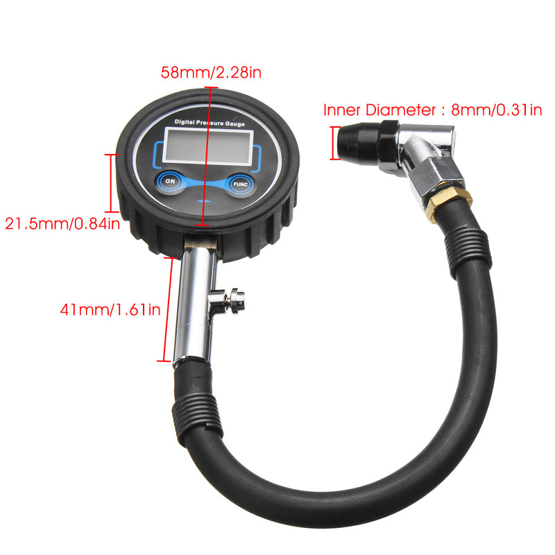 0-200Psi Digital LCD Tyre Tire Air Pump Pressure Gauge Tester Car Motorcycle Van