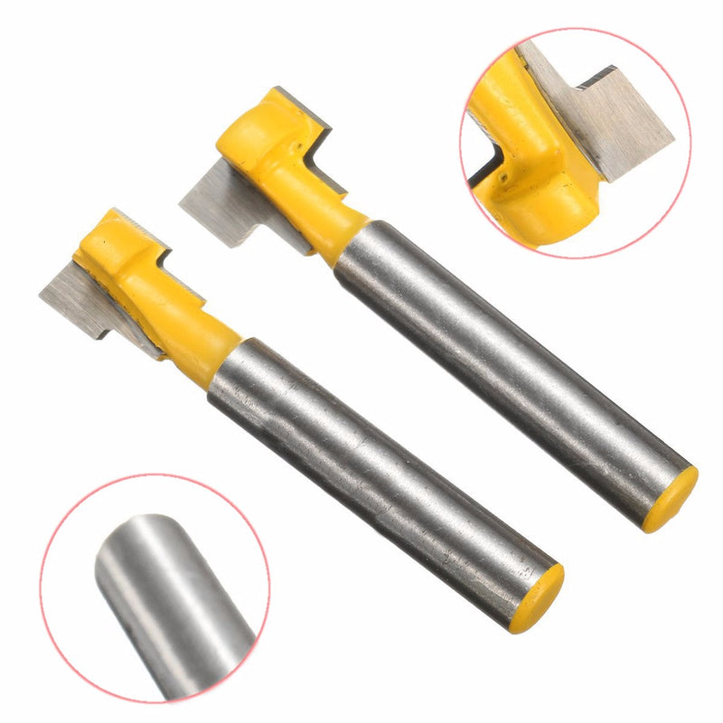 2pcs 9.52mm and 12.7mm Key Hole Blades T-Slot Cutter Wood Working Router Bit Set