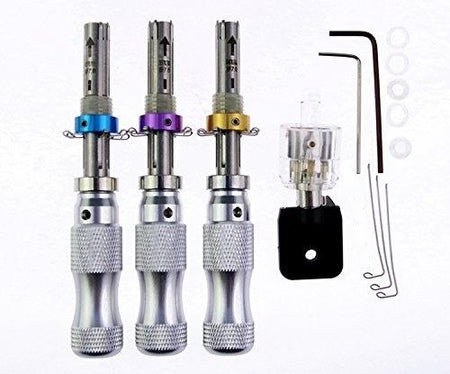 7 Pin Tubular Lock Pick Tool (7.0mm,7.5mm,7.8mm) Lock Pick Set Locksmith Tools with Transparent Padlock Tubular Lock Key for Locksmith Skill Training Practice - LOCKPICKWEB