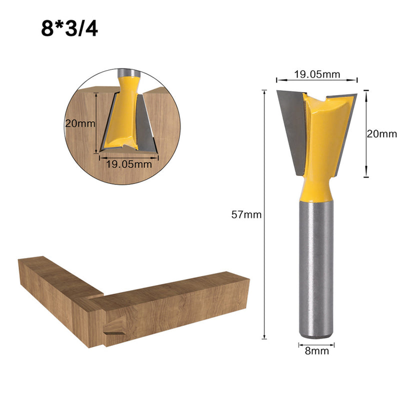 Drillpro 8mm Shank Dovetail Joint Router Bits Set 14 Degree Woodworking Engraving Bit Milling Cutter for Wood
