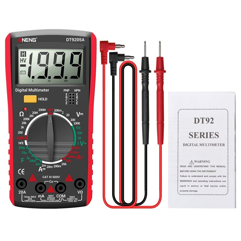 ANENG DT9205A Newly HD Digital True RMS Professional Multimeter Auto AC/DC Voltage Current Tester Buzzer Electrical Multimeter