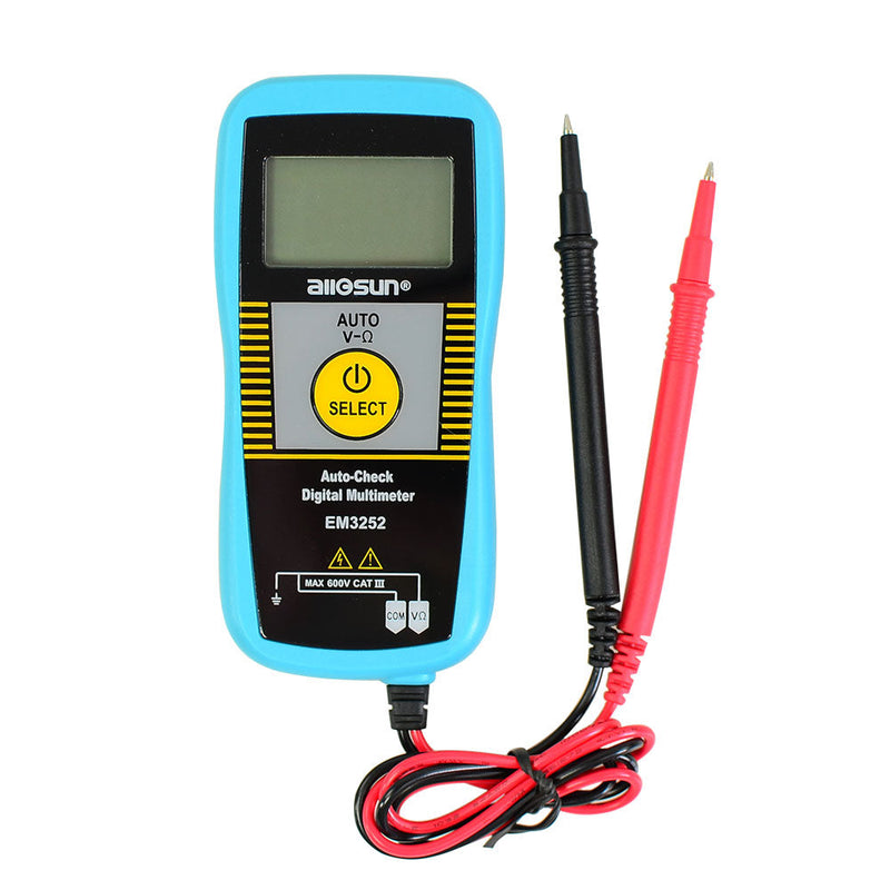 ALL SUN EM3252 Auto Ranging Pocket Multimeter Digital Voltmeter Resistance Frequency Capacitance Continuity 7-Modes Tester