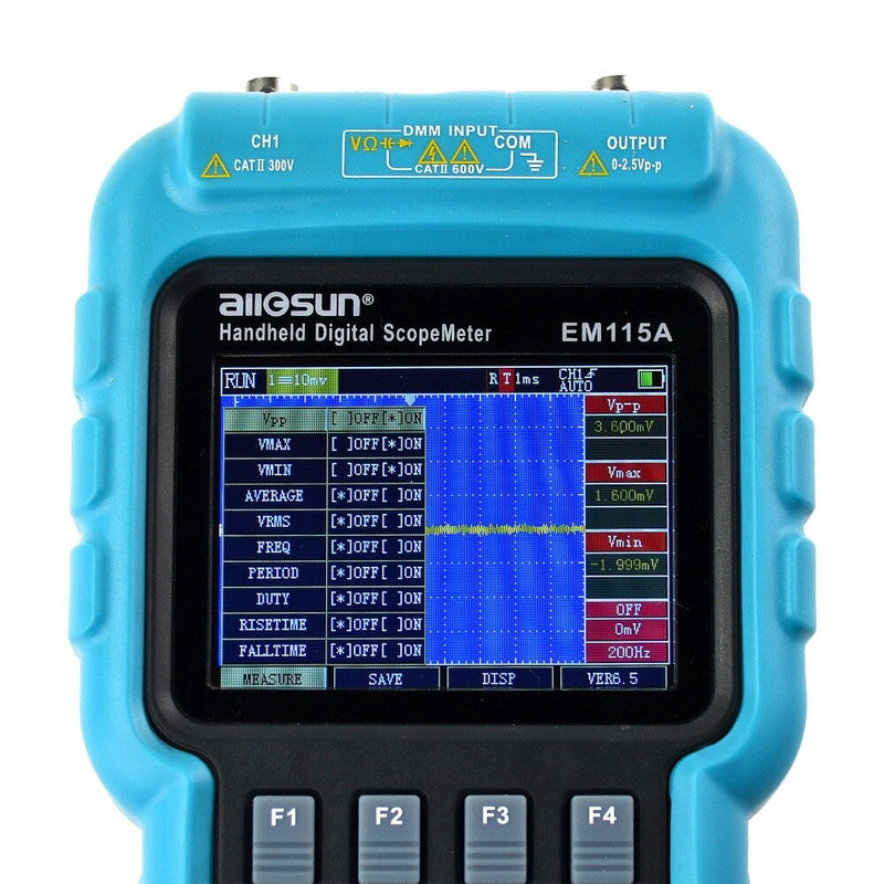 ALL SUN EM115A Handheld Oscillograph 3 In 1 Multifunction Oscilloscope 50MHZ Color Screen Scopemeter Single Channel
