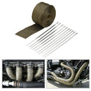 Car Exhaust Pipe Header Heat Wrap Resistant Downpipe 10 Stainless Steel Ties 5mx5cm