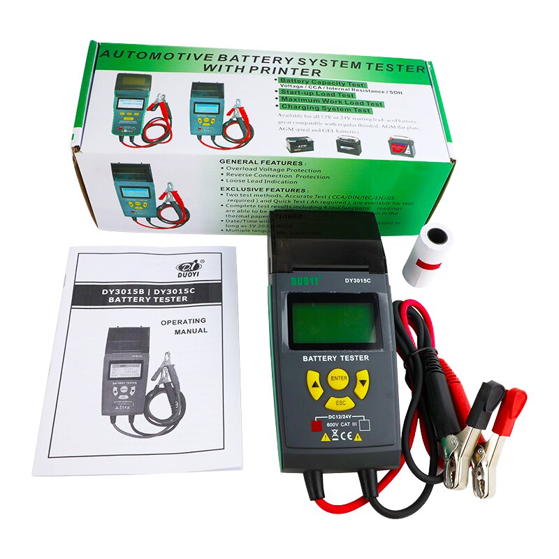 DUOYI DY3015C 12V24V Digital Car Battery Tester Automotive Battery Analyzer Diagnosticor Multi-language With Print