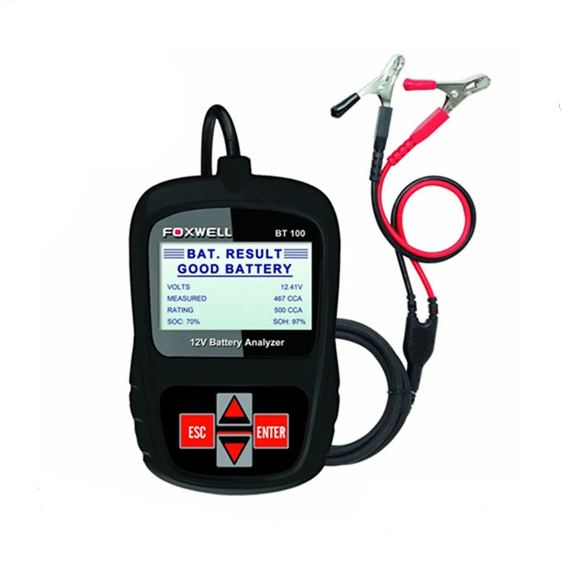 FOXWELL BT100 12V Car Battery Tester for Flooded AGM GEL Digital All Cars Data Battery Analyzer