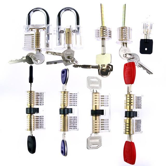 Lock Pick Set 9Pcs/set Transparent Practice Locks Combination Padlock Train Tools With Locksmith Supply - LOCKPICKWEB