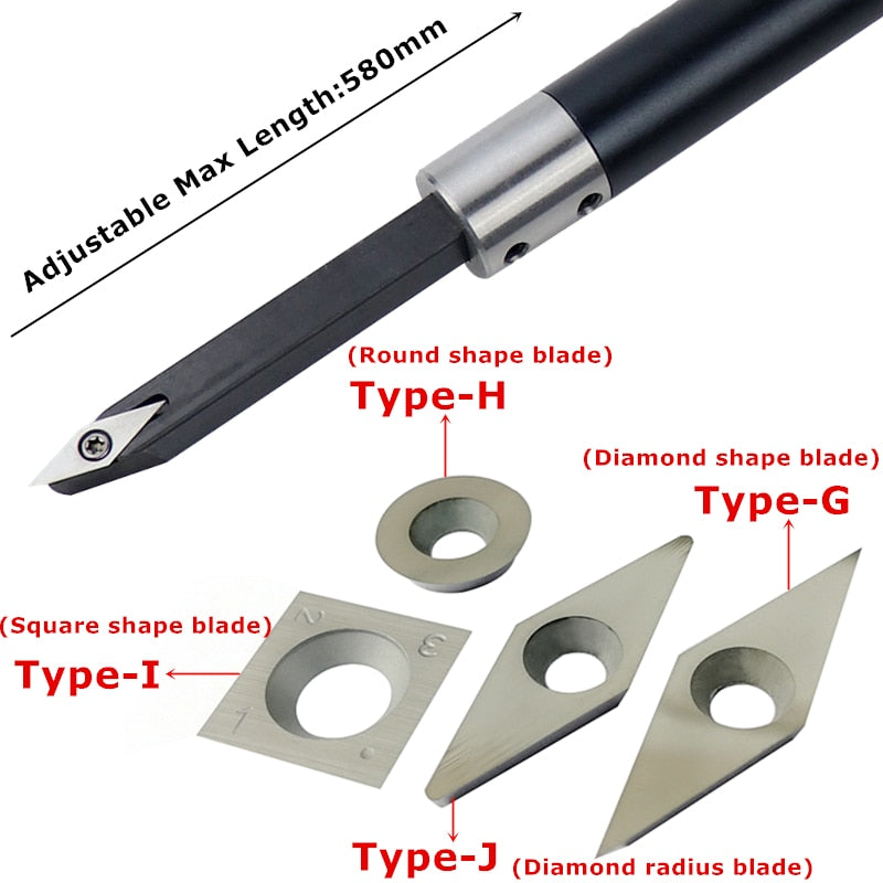 Woodworking Turning Tool with Carbide Alloy Insert Cutter Aluminum Alloy Handle for Rotary Lathe Turning Tools