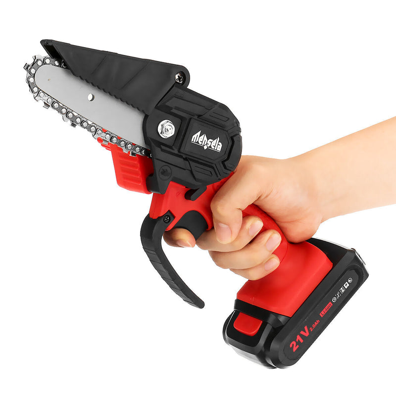 Mensela CS-L1 4 Inch Mini Cordless Electric Chain Saw LED One-Hand Saws Woodworking Wood Cutter with Battery