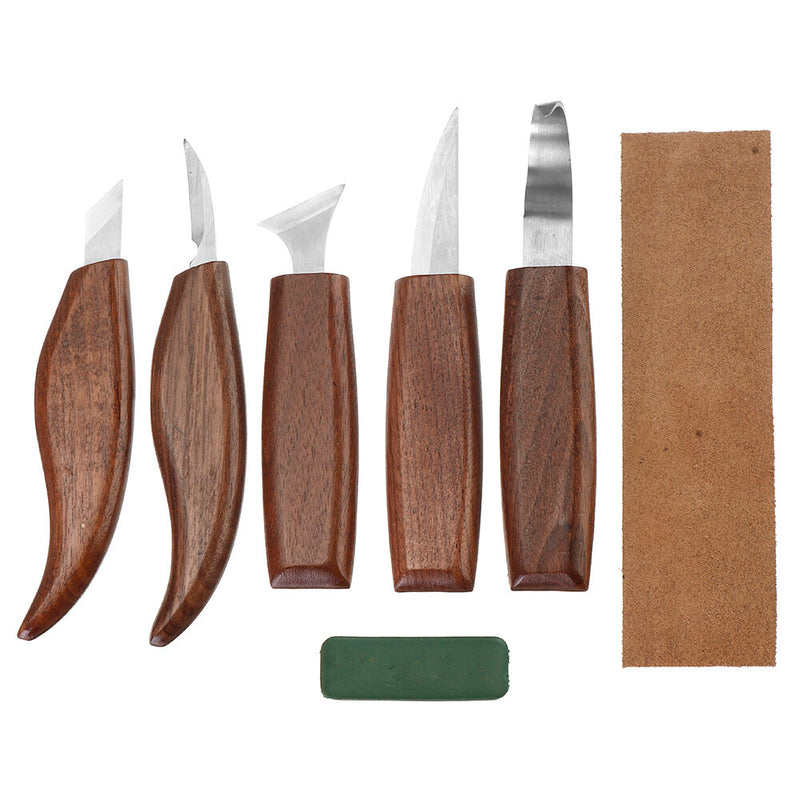 8Pcs Wood Carving Tools Set Hook Carving Blade Detail Wood Blade Whittling Blade Oblique Blade Trimming for Spoon Bowl Cup or General Chip Carving Kit for Beginners