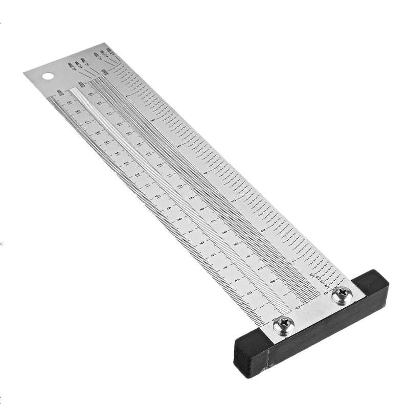 Drillpro Inch and 200/300/400mm Stainless Steel Precision Marking T Ruler Hole Positioning Measuring Ruler Woodworking Scriber Scribing Tool